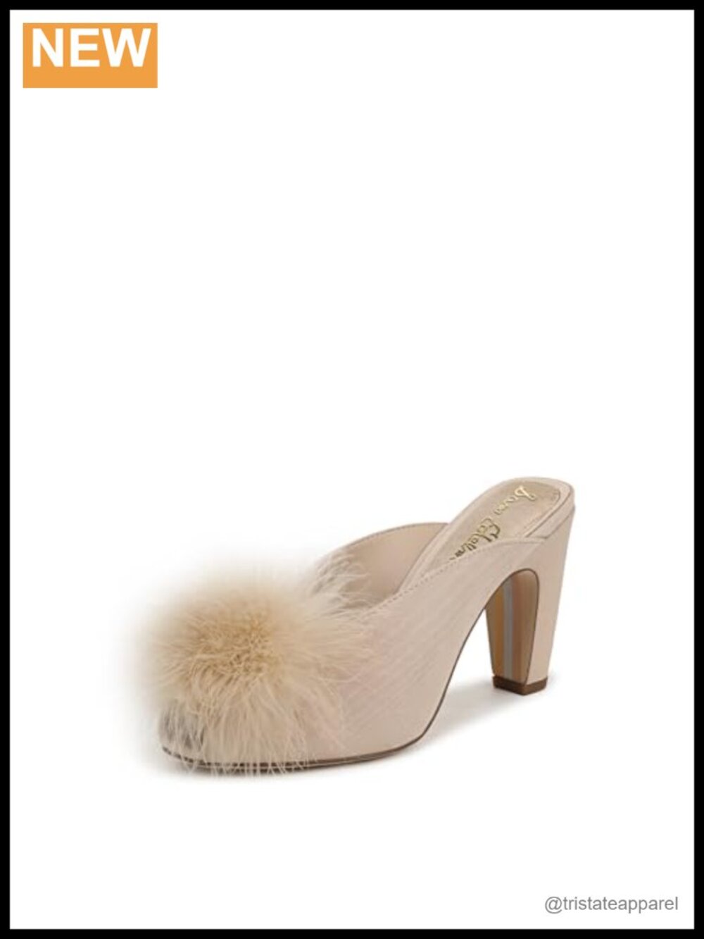Sam Edelman Witney Mule Heeled Sandal 3.5 Inch Slip-On Peep Toe With Faux Fur